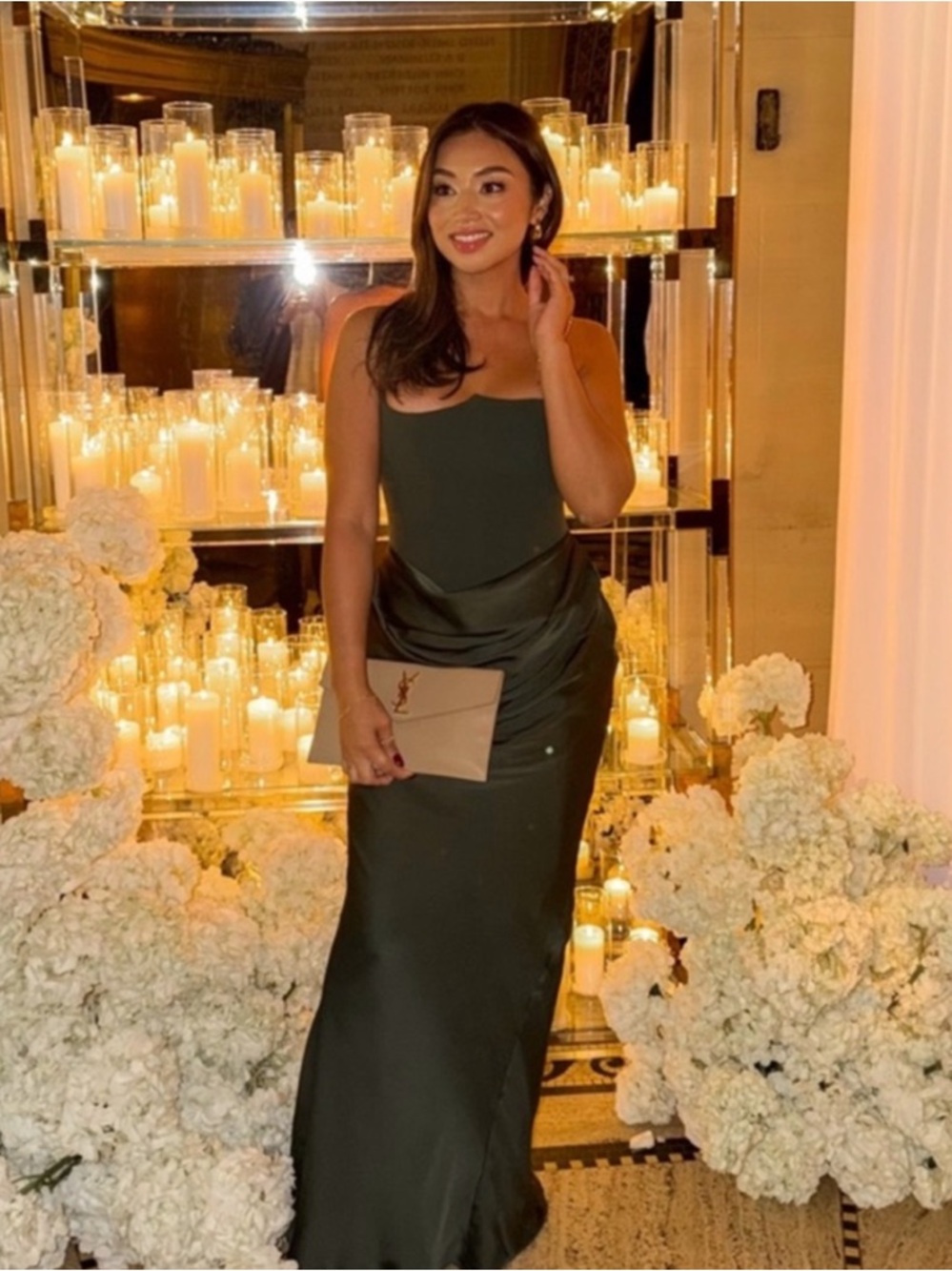 HOUSEOFCB 'Persephone' Emerald Green Crepe Corset Dress/Small $329 - Picture 5 of 11